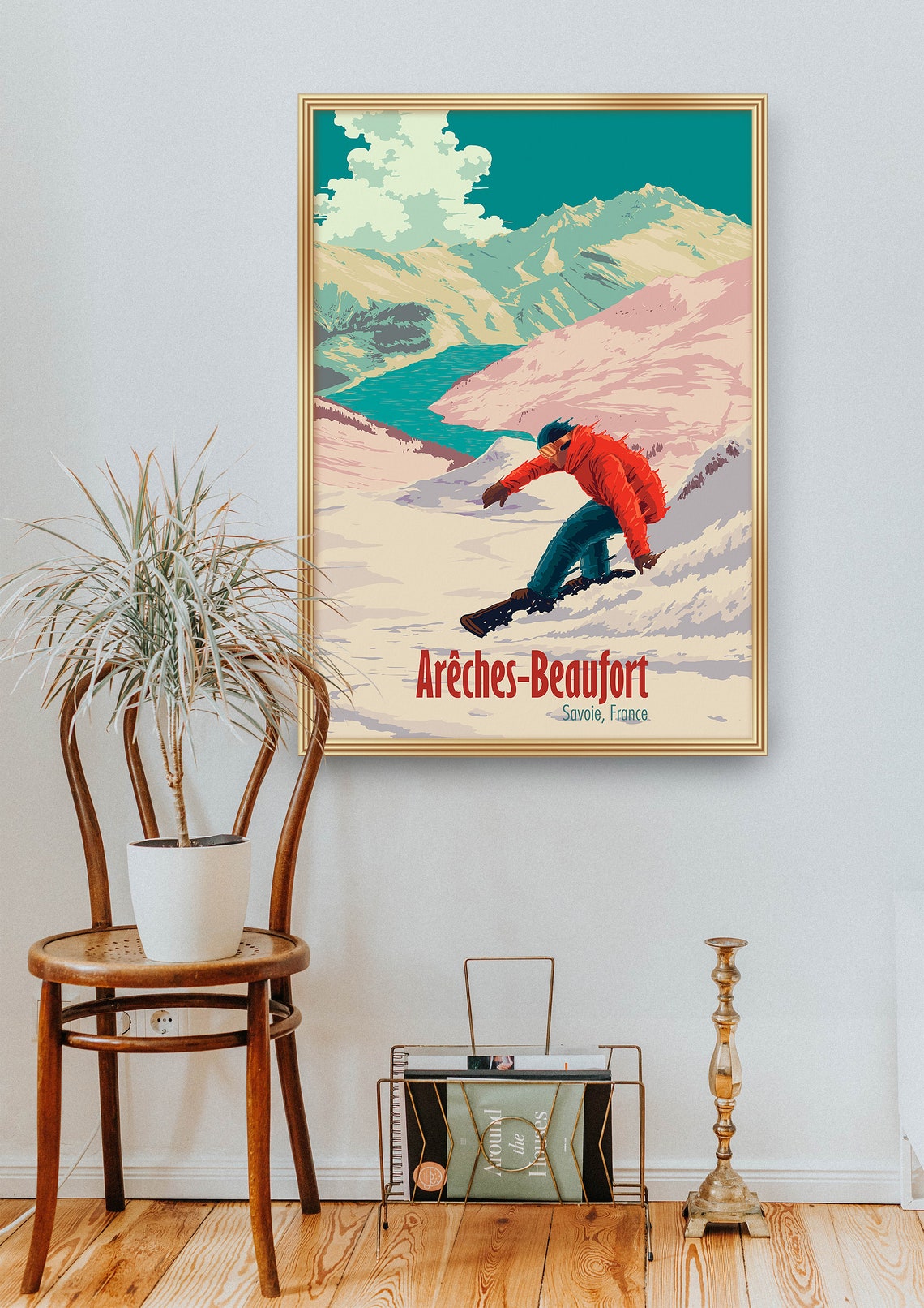 Areches Beaufort Savoie Pink Slopes Snowboard French Alps Poster - Image 2