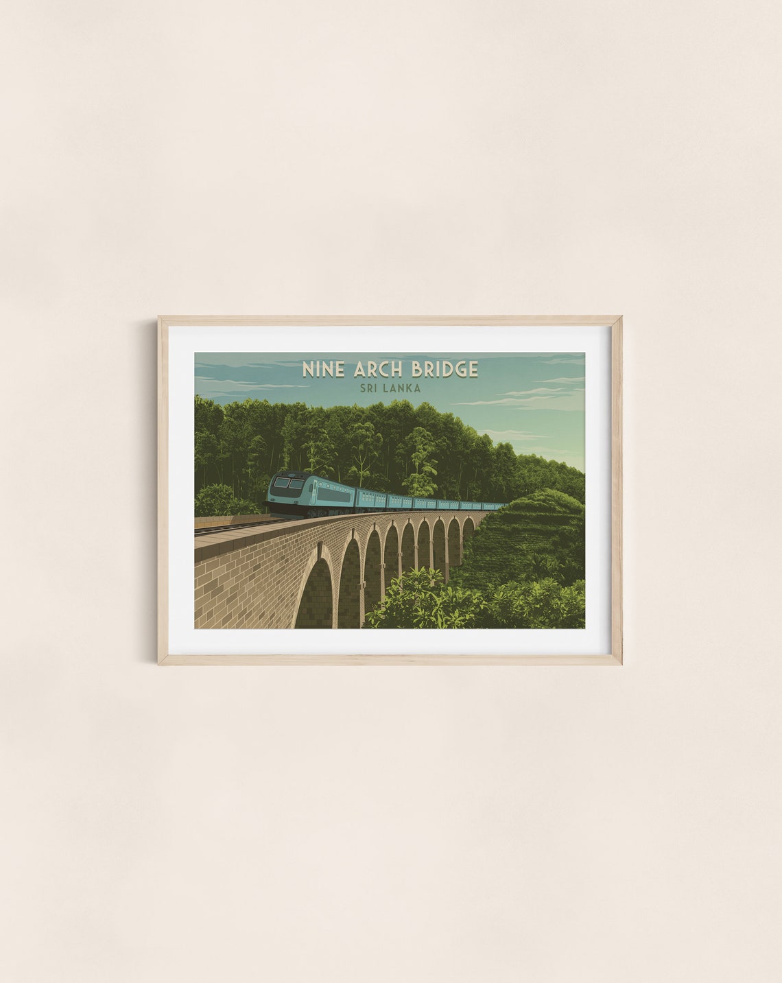 Nine Arch Bridge Sri Lanka Blue Train Crossing Viaduct Poster - Image 3