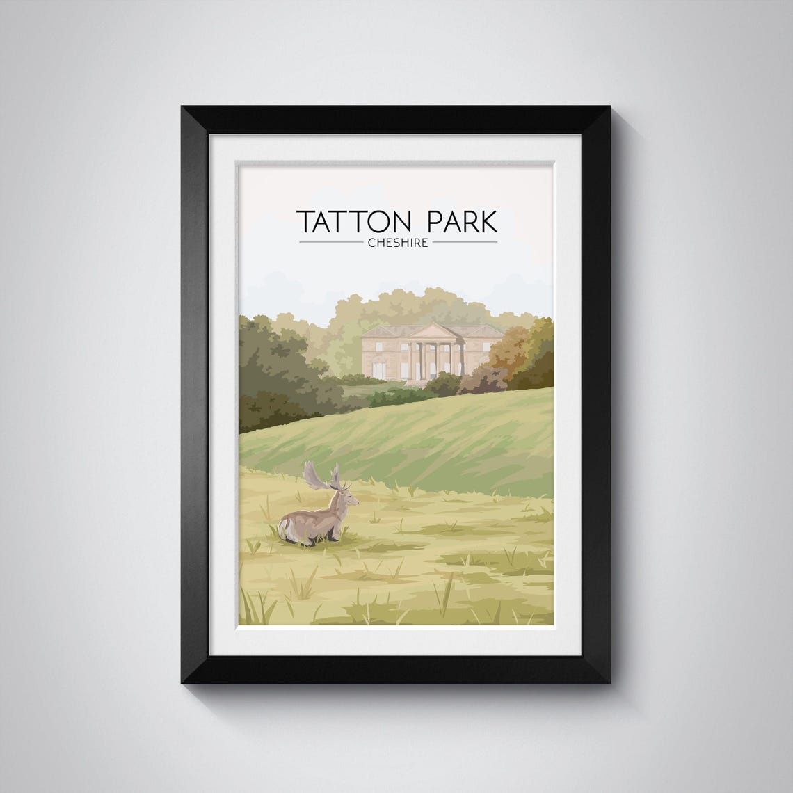 Tatton Park Cheshire Resting Deer And Tatton Hall English Travel Poster