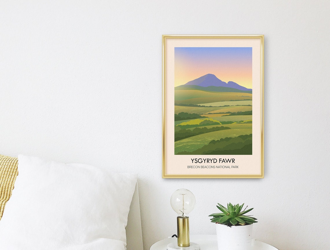 Ysgyryd Fawr Brecon Beacons National Park Wales Travel Poster Welsh Hiking Trails Vintage Travel Print Skirrid Fawr The Beacons Way Art - Image 3