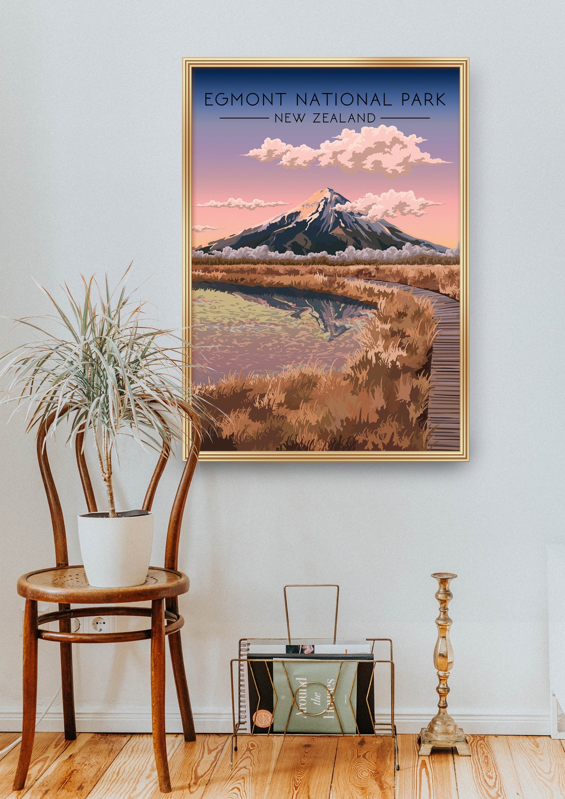 Egmont National Park Travel Poster New Zealand Travel Poster Wall Art Print Gift Mount Taranaki Print Nz North Island Abel Tasman Kiwi - Image 2