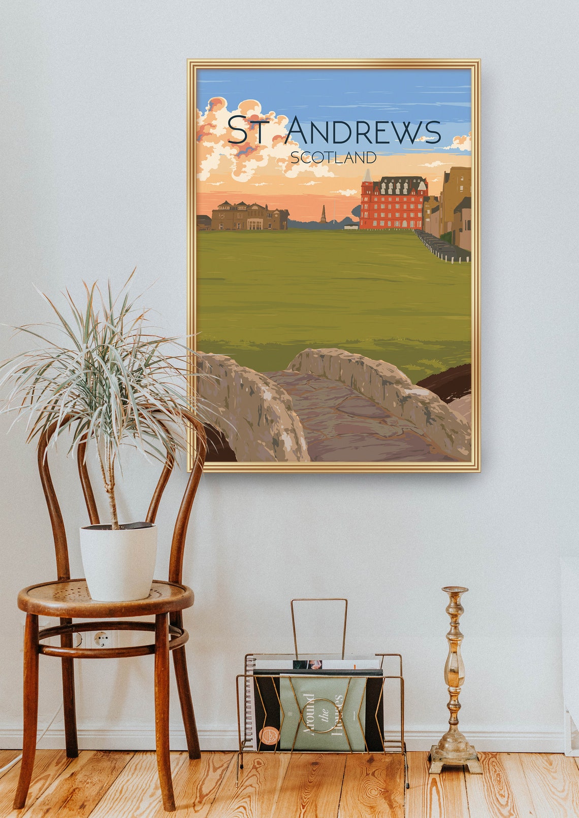 St Andrews Scotland Old Course Golf Bridge Vintage Scene Poster - Image 2
