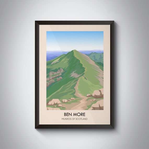 Ben More Vintage Travel Poster, Scottish Highlands