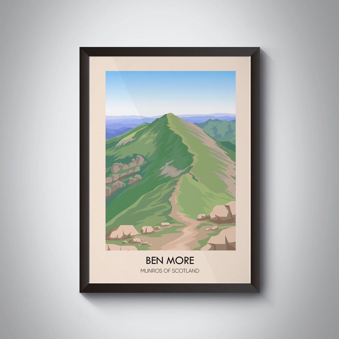 Ben More Vintage Travel Poster, Scottish Highlands