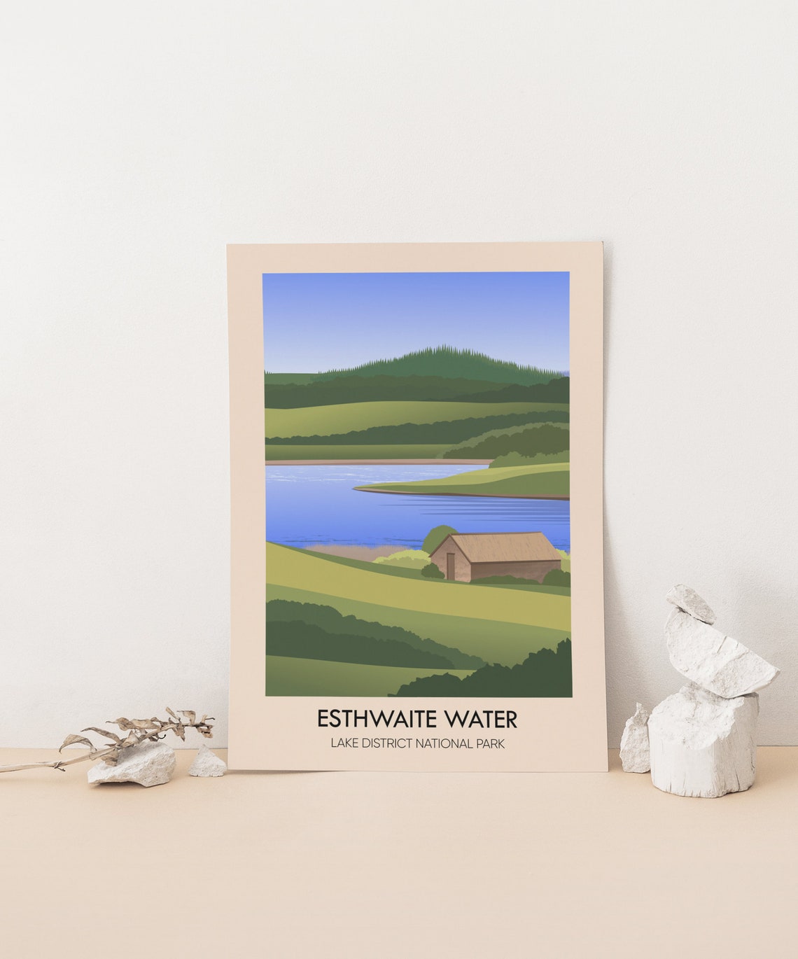 Esthwaite Water Boathouse Lake District Countryside Minimal Poster - Image 4