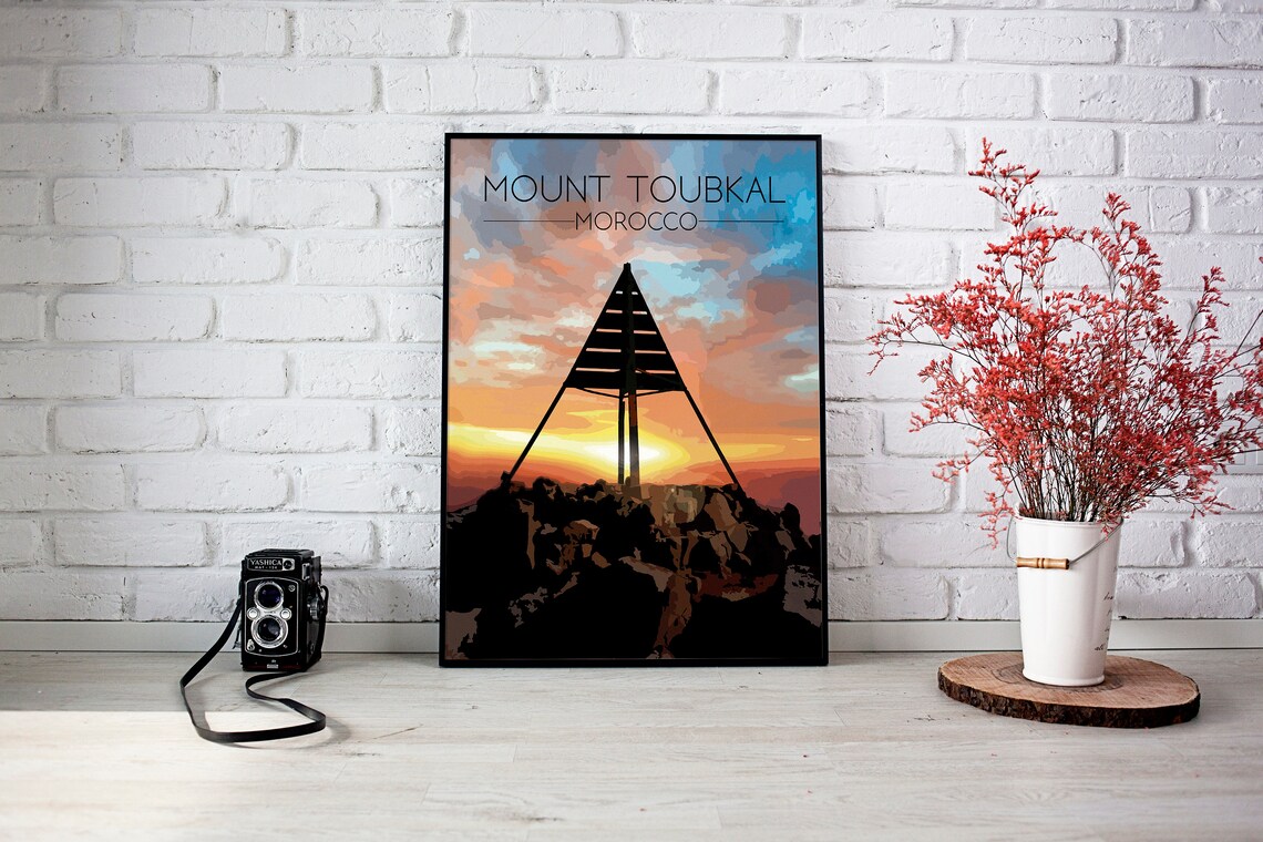 Mount Toubkal Morocco Travel Poster, Atlas Mountains - Image 3