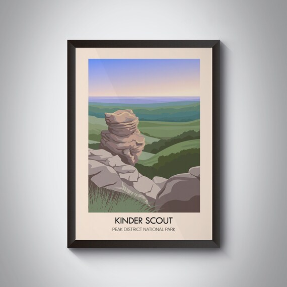 Kinder Scout Peak District National Park Gritstone Rock Stack Moorland Poster