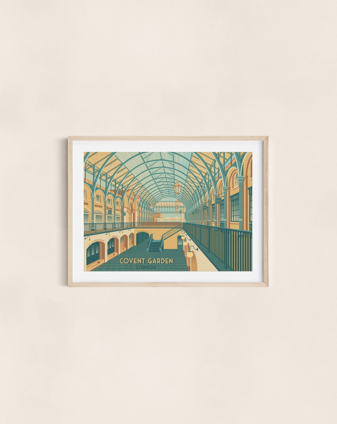 Covent Garden London Travel Poster Apple Market Jubilee Hall West End London Vintage Travel Print London Architecture Wall Art Print - Image 3