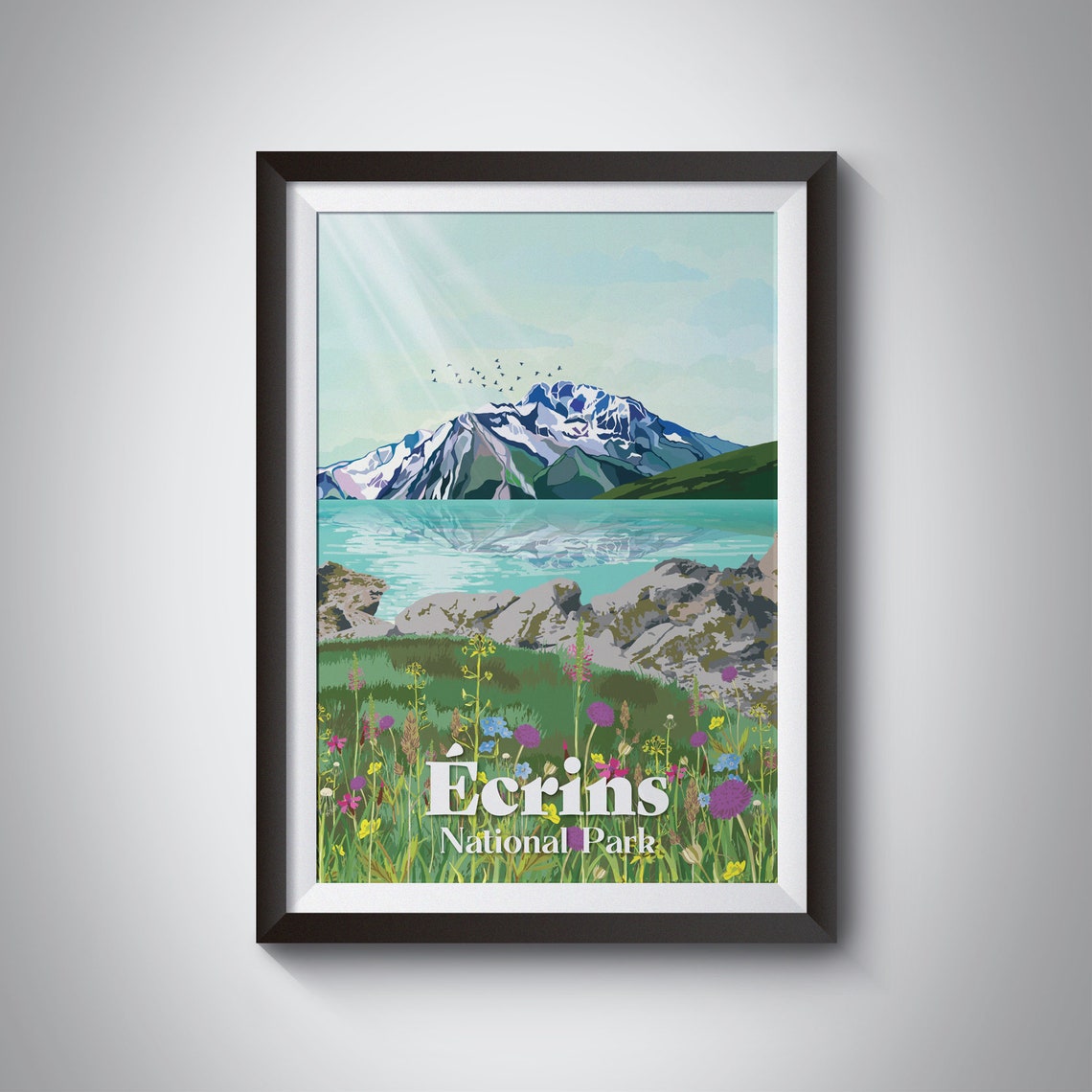 Ecrins National Park Poster France Travel Print Southern French Alps Dauphin Alps Europe Wall Art Gift Mountains Isre Hautes Alpes
