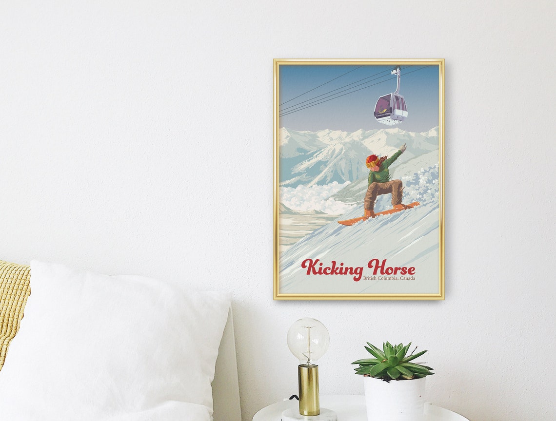 Kicking Horse British Columbia Snowboarder Alpine Descent Poster - Image 3