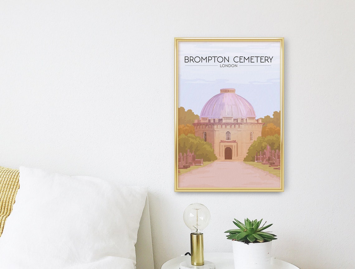 Brompton Cemetery London Historic Chapel Dome Vintage Travel Poster - Image 3