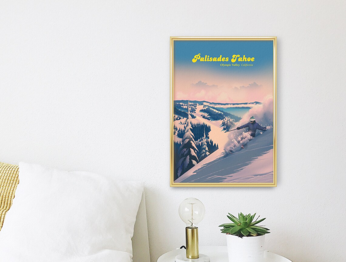 Palisades Tahoe Vintage Travel Poster, Sierra Nevada - Image 3