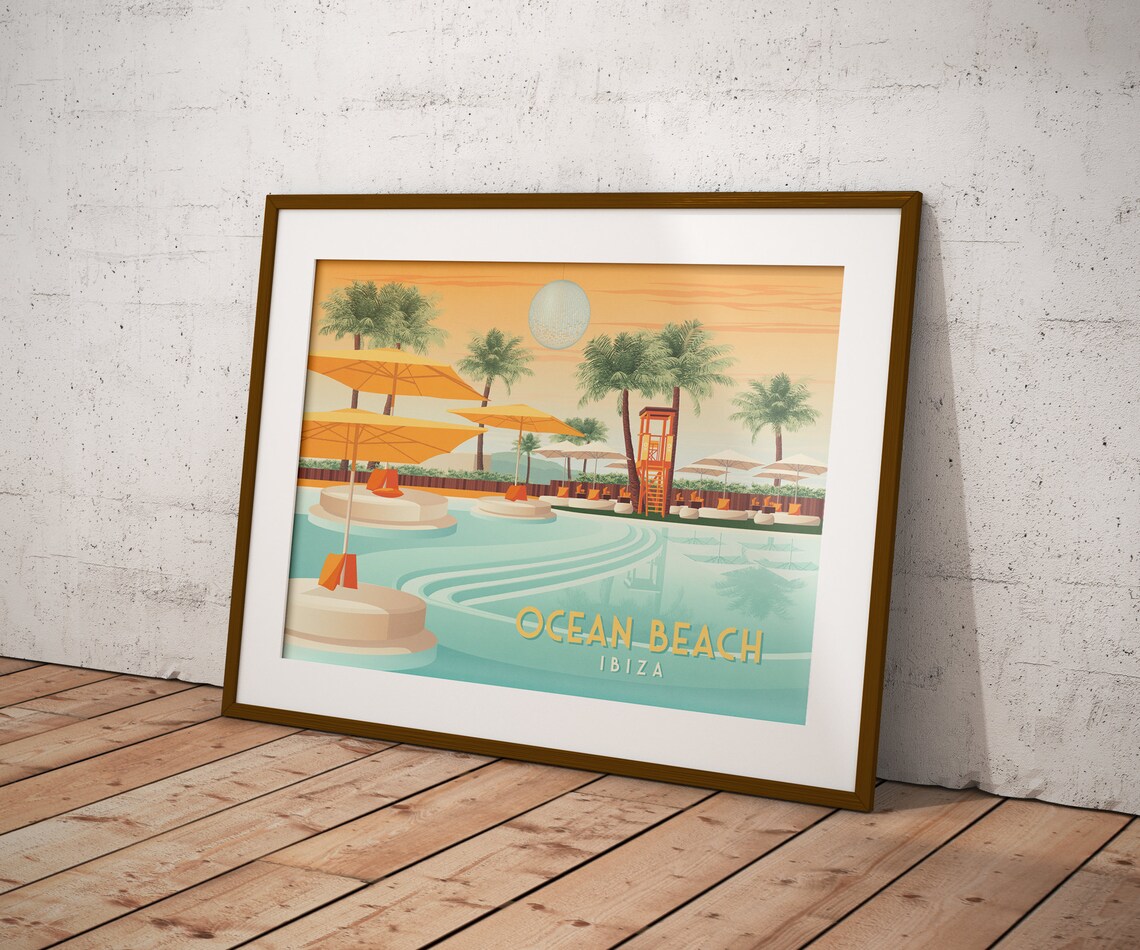 Ocean Beach Club Ibiza Spain Travel Poster - Image 3