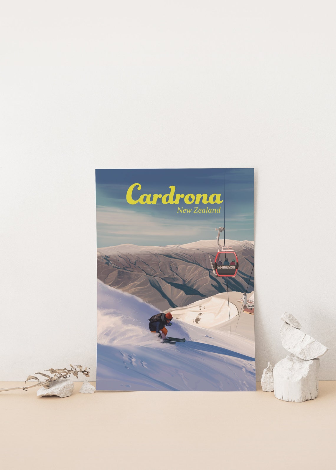 Cardrona New Zealand Snowboarding Poster Ski Resort Print Queenstown Wanaka South Island Vintage Skiing Art Travel Poster Ski Field - Image 4