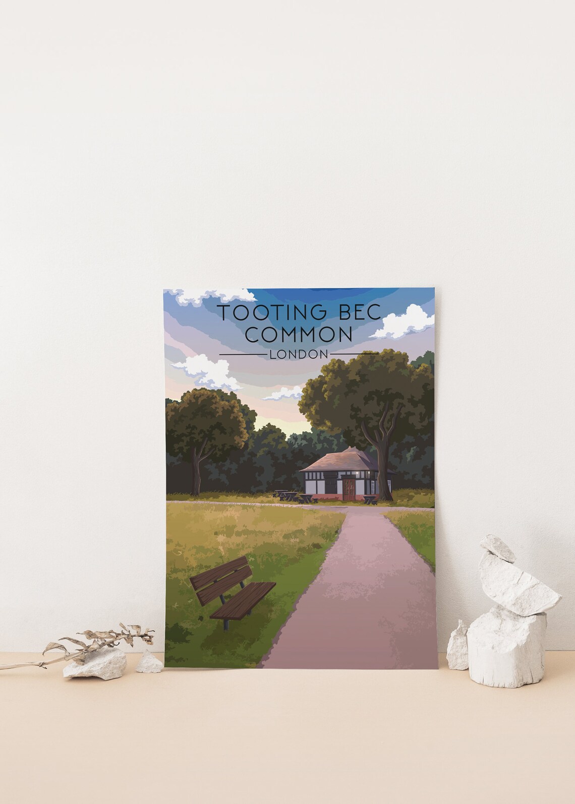 Tooting Bec Common London Travel Poster, Southwest London - Image 4