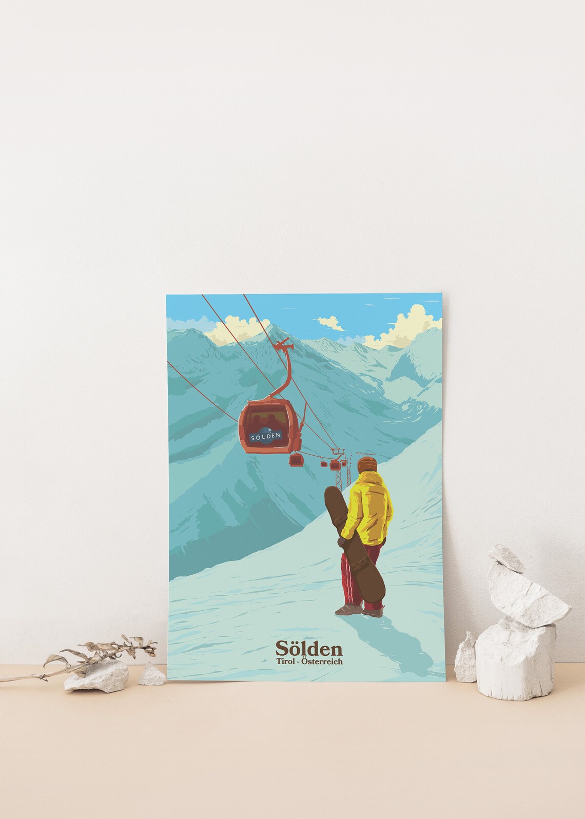 Solden Snowboarding Travel Poster, Vintage Ski Resort - Image 4