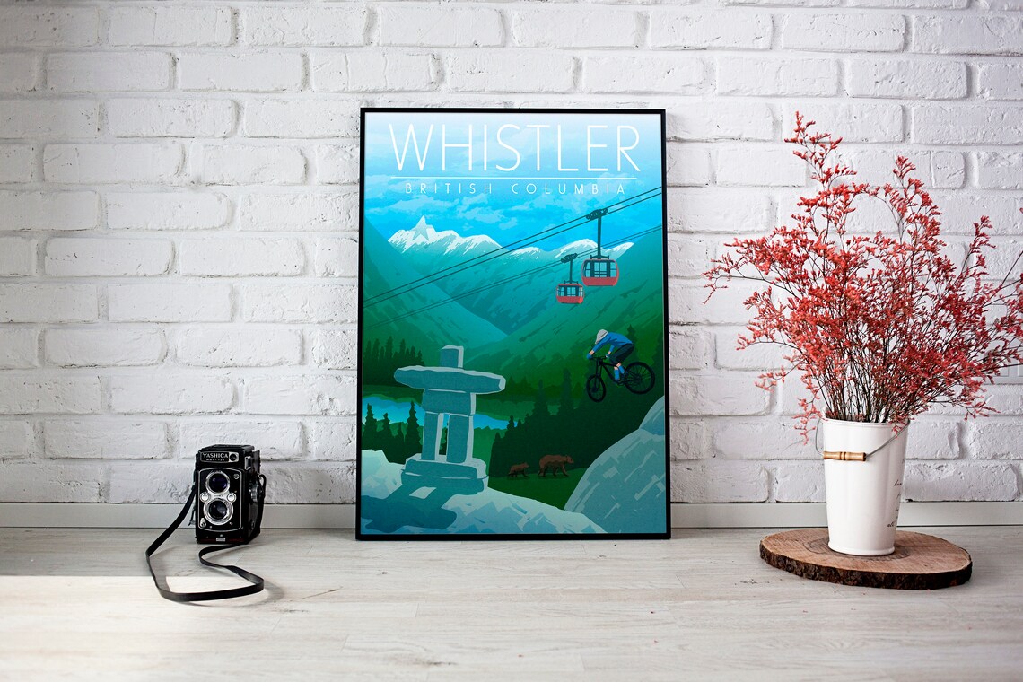 Whistler Travel Poster, British Columbia Mountains - Image 2