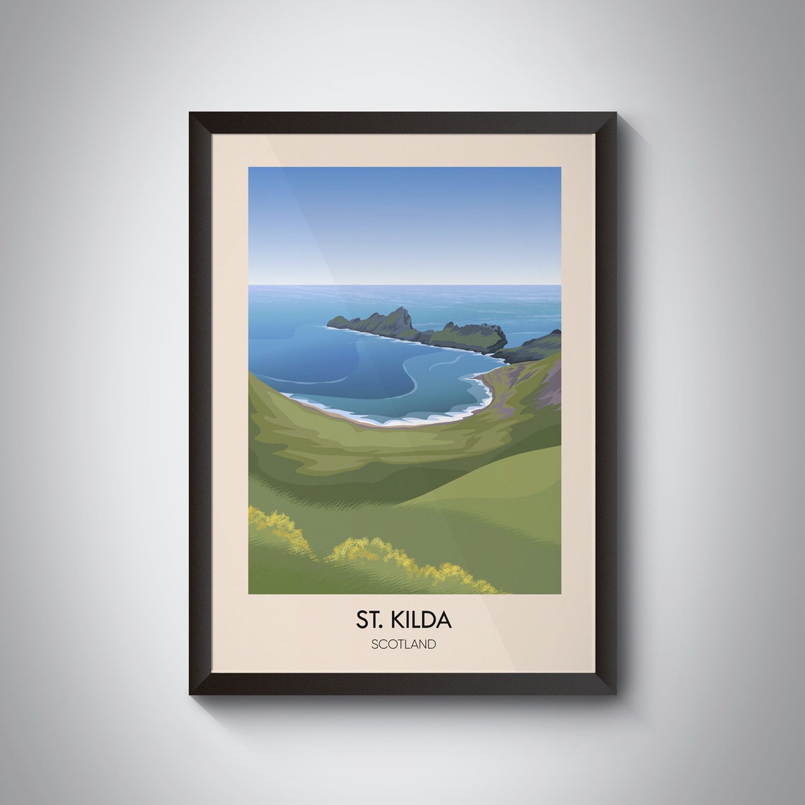 St Kilda Scotland Remote Archipelago Cliffs Bay Travel Poster