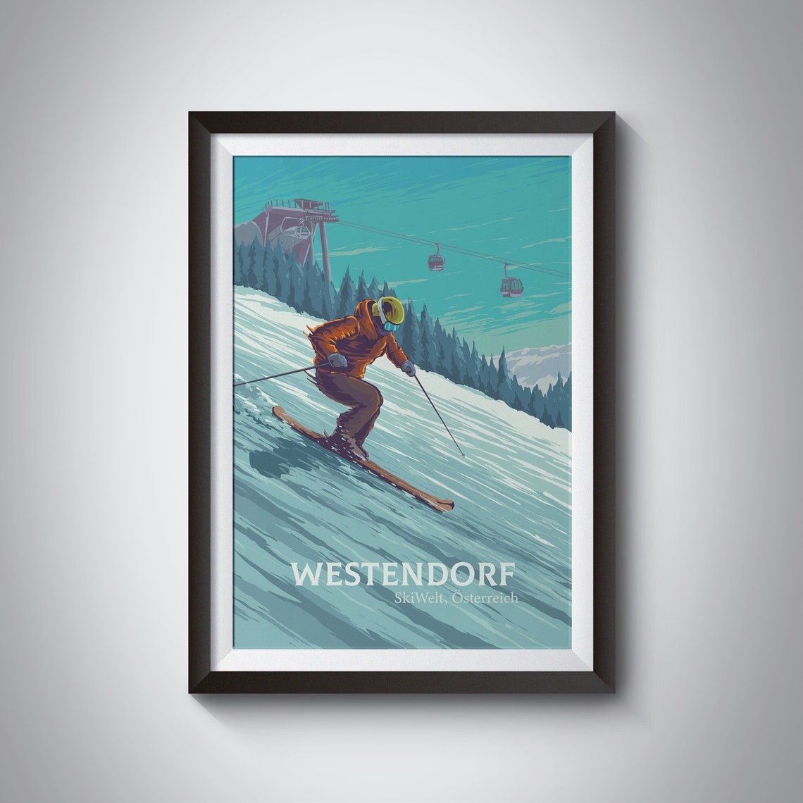 Westendorf SkiWelt Austria Skier Poster Tyrol Alpine Mountain Resort