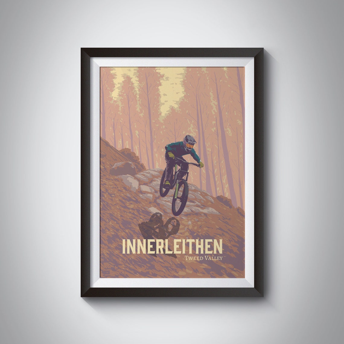Innerleithen Downhill Jump Vintage Tweed Valley MTB Trail Poster