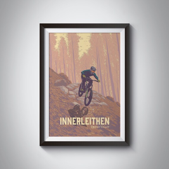 Innerleithen Downhill Jump Vintage Tweed Valley MTB Trail Poster