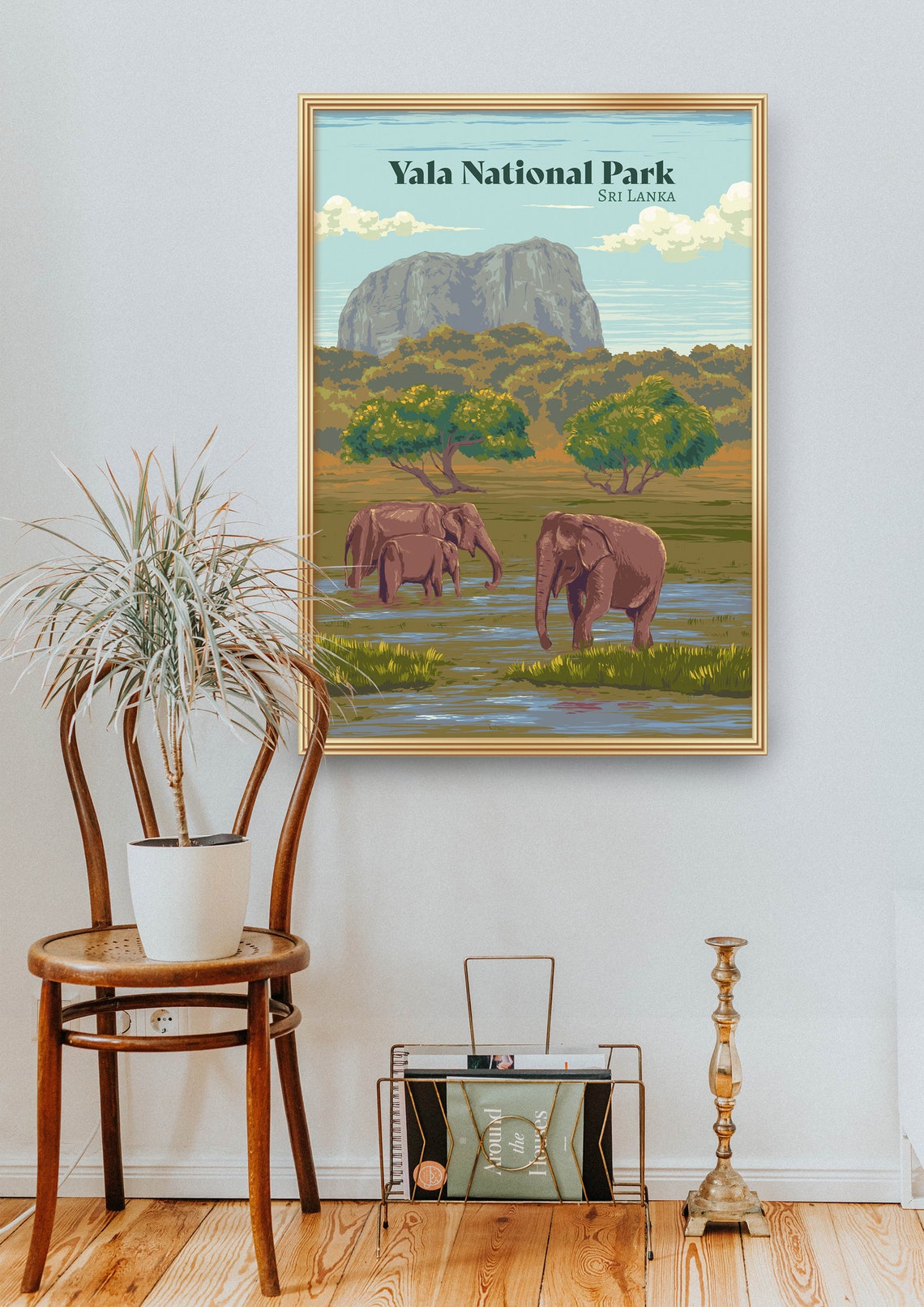 Yala National Park Sri Lanka Elephant Safari Rock Travel Poster - Image 2