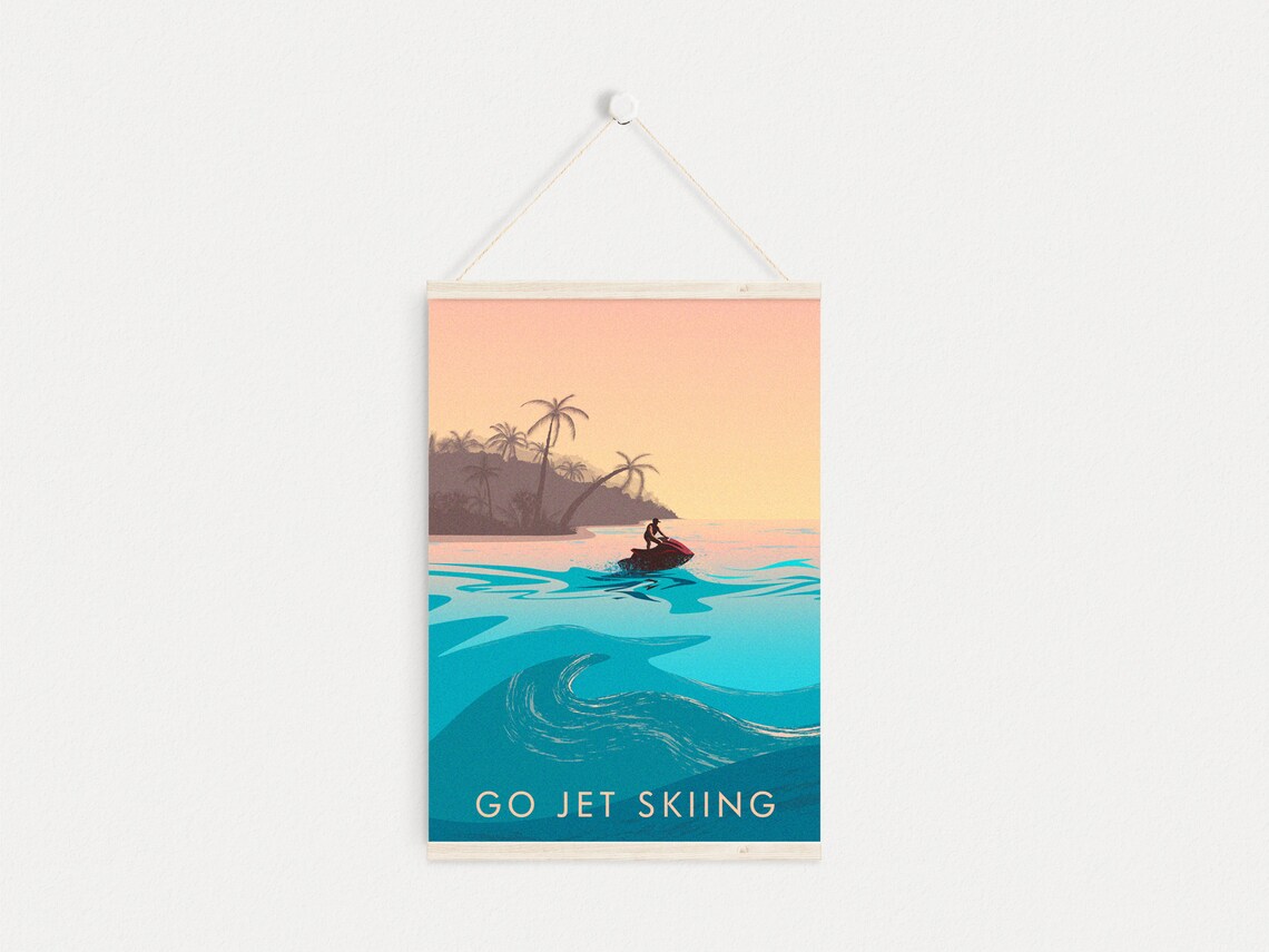 Go Jet Skiing Vintage Travel Poster, Ocean Adventure - Image 4
