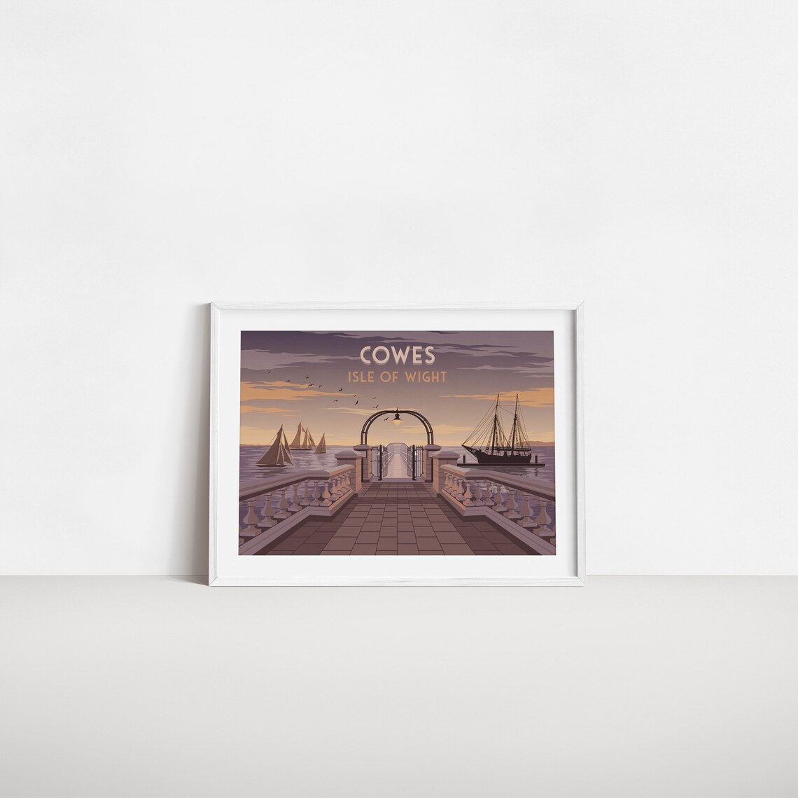 Cowes Isle Of Wight Travel Poster Seaside Print Wall Art Gift Cowes Week Sailing Isle Of Wight Art Painting Seaview The Needles - Image 2