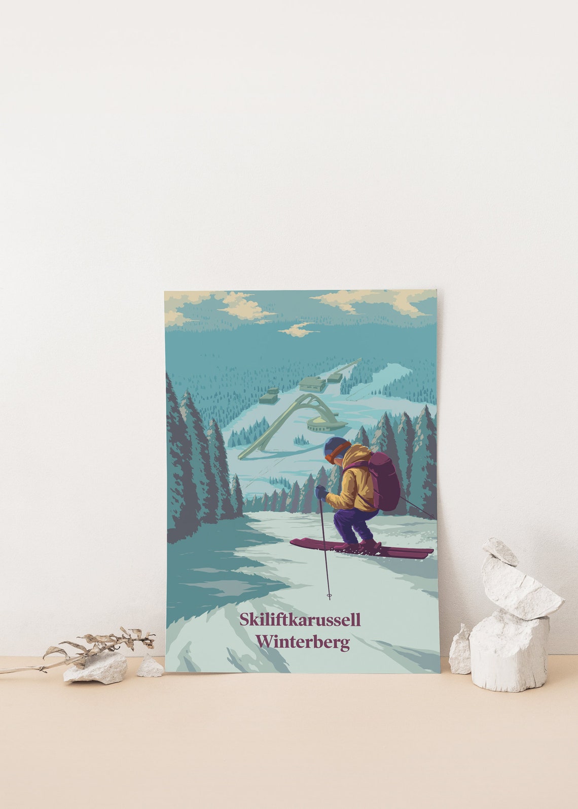 Winterberg Germany Skiliftkarussell Skier Ski Jump Travel Poster - Image 4