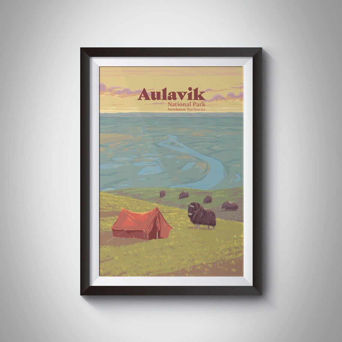 Aulavik National Park Musk Ox Arctic Tundra Camping Travel Poster