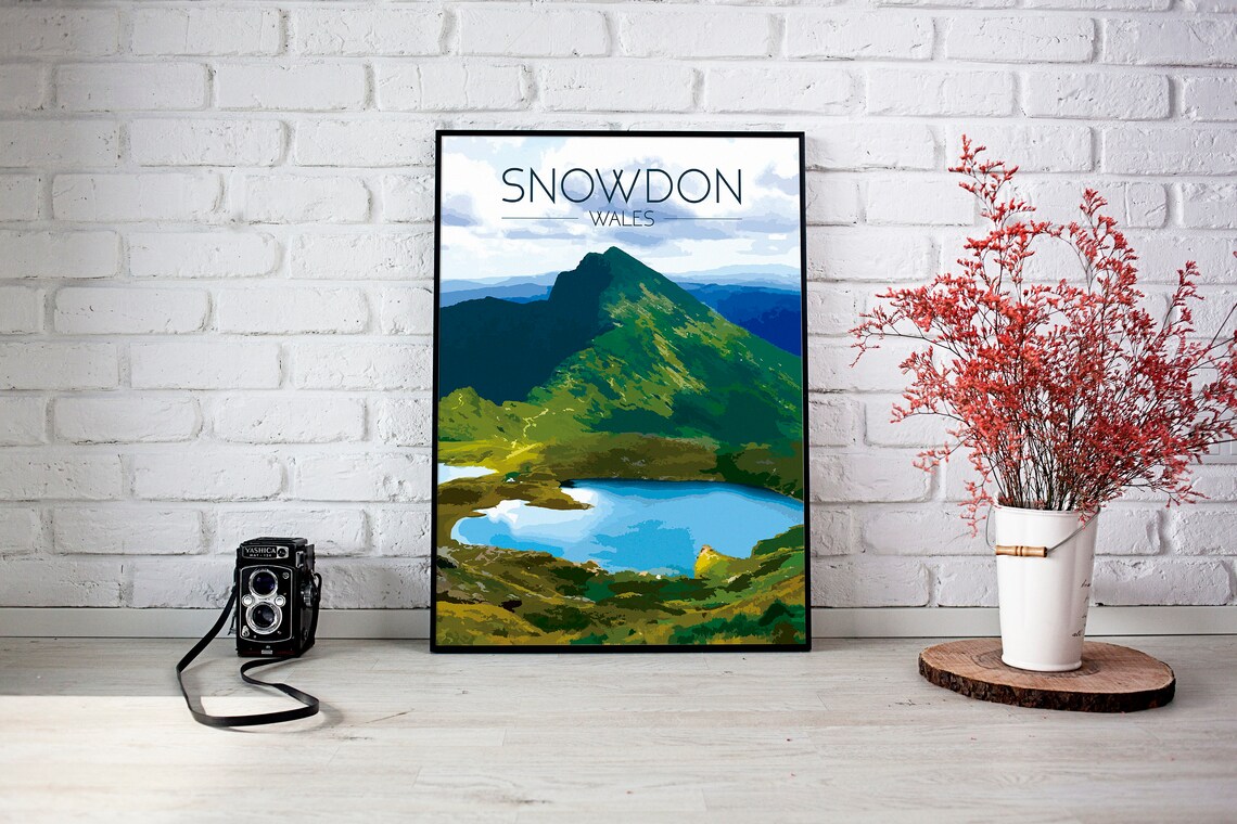 Mount Snowdon Wales Travel Poster, Snowdonia National Park - Image 3