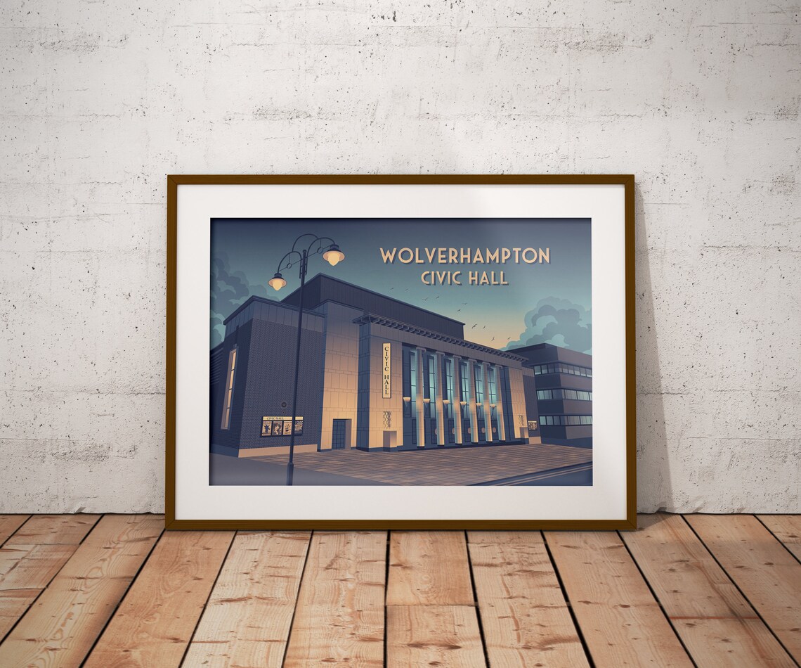 Wolverhampton Civic Hall Vintage Travel Poster, Music Venue - Image 4