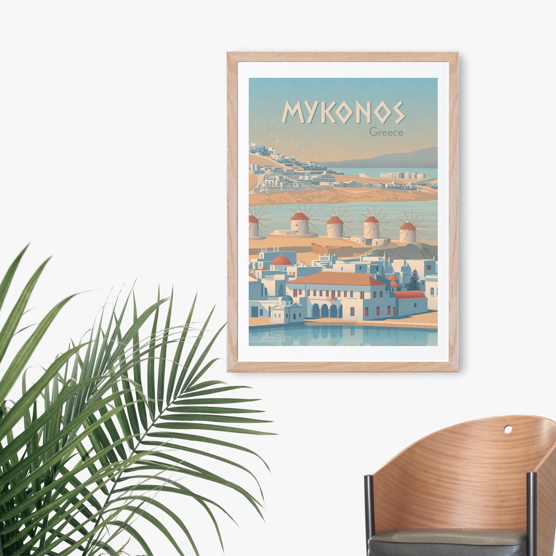 Mykonos Greece Travel Poster Greek Island Cyclades Aegean Sea Vintage Travel Print Beaches Santorini Paros Naxos Greece Gift Art - Image 3