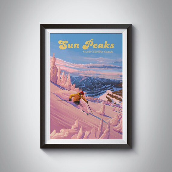 Sun Peaks Ski Resort Vintage Travel Poster