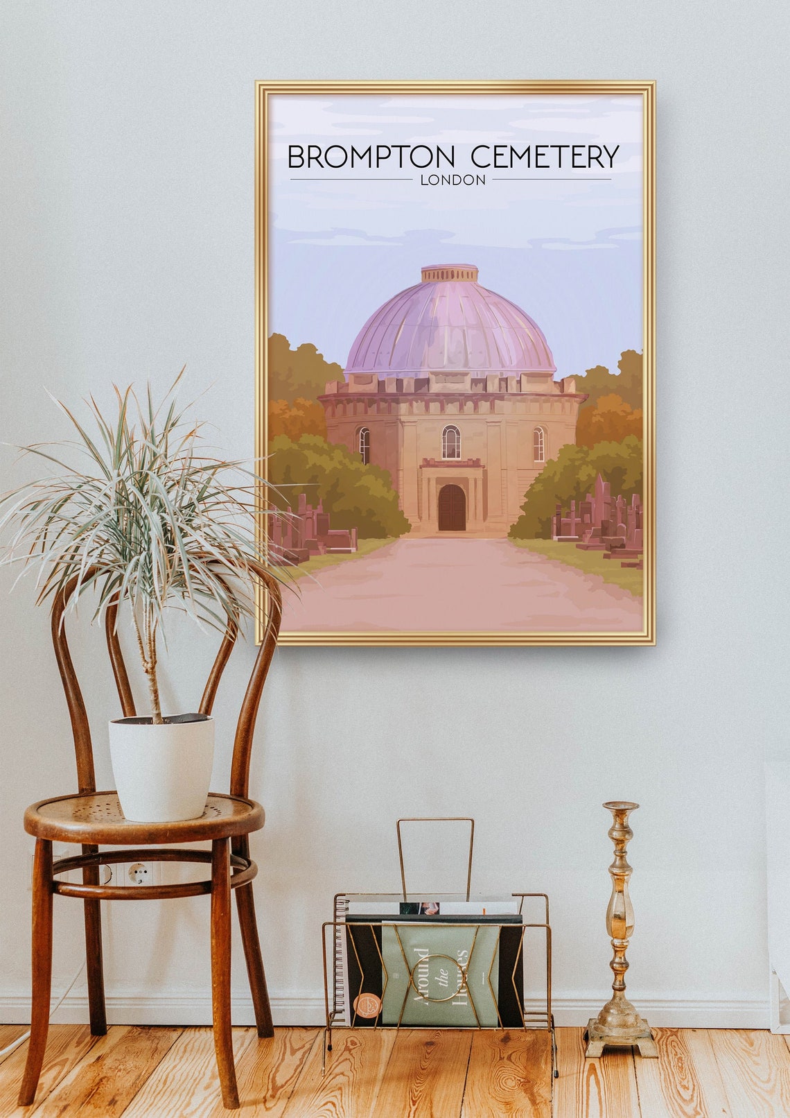 Brompton Cemetery London Historic Chapel Dome Vintage Travel Poster - Image 2