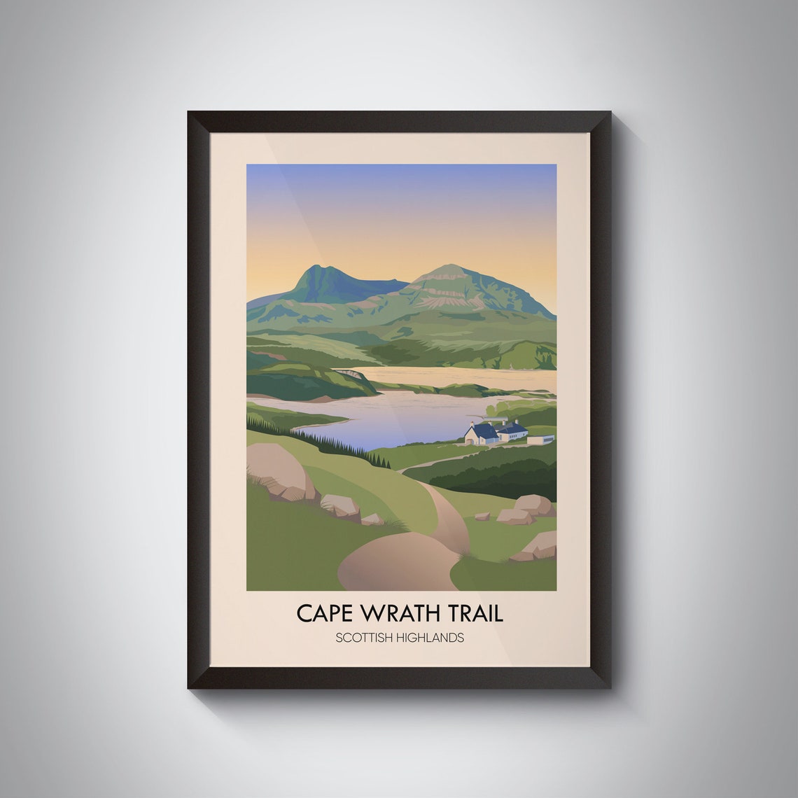 Cape Wrath Trail Vintage Scottish Highlands Hiking Trail Poster