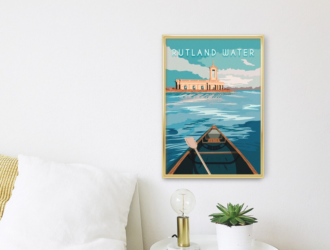 Rutland Water Vintage Travel Poster, Leicestershire - Image 3