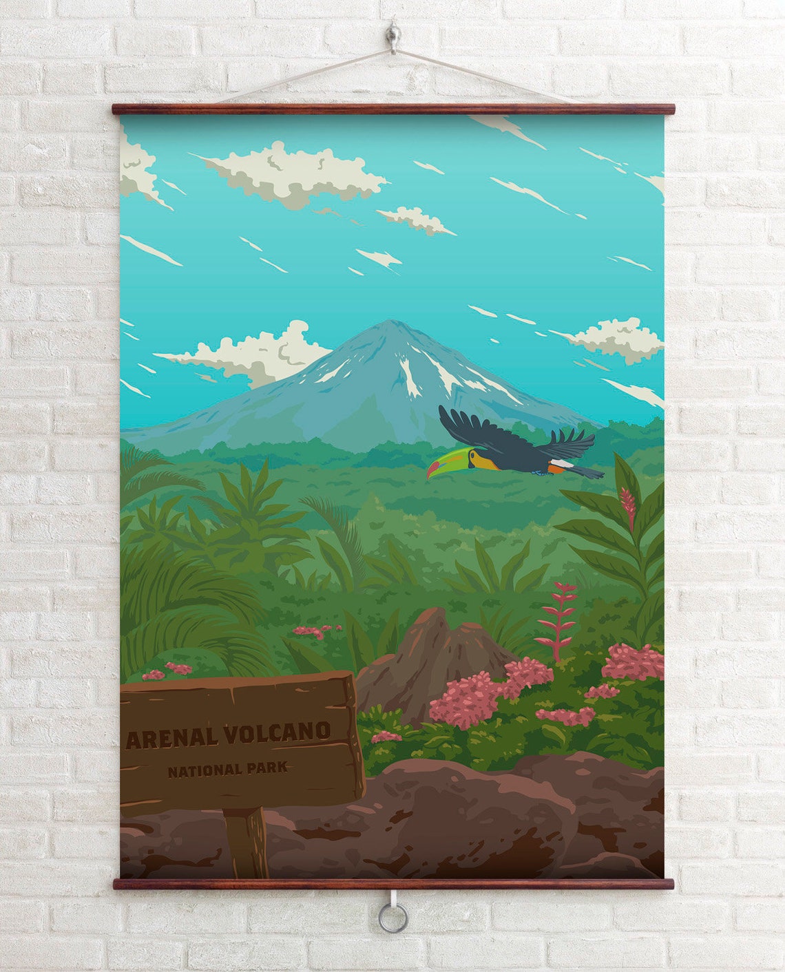 Arenal Volcano National Park Poster Costa Rica Retro Travel Print Wall Art Rainforest Cloud Forest Travel Poster Costa Rica Wildlife - Image 3