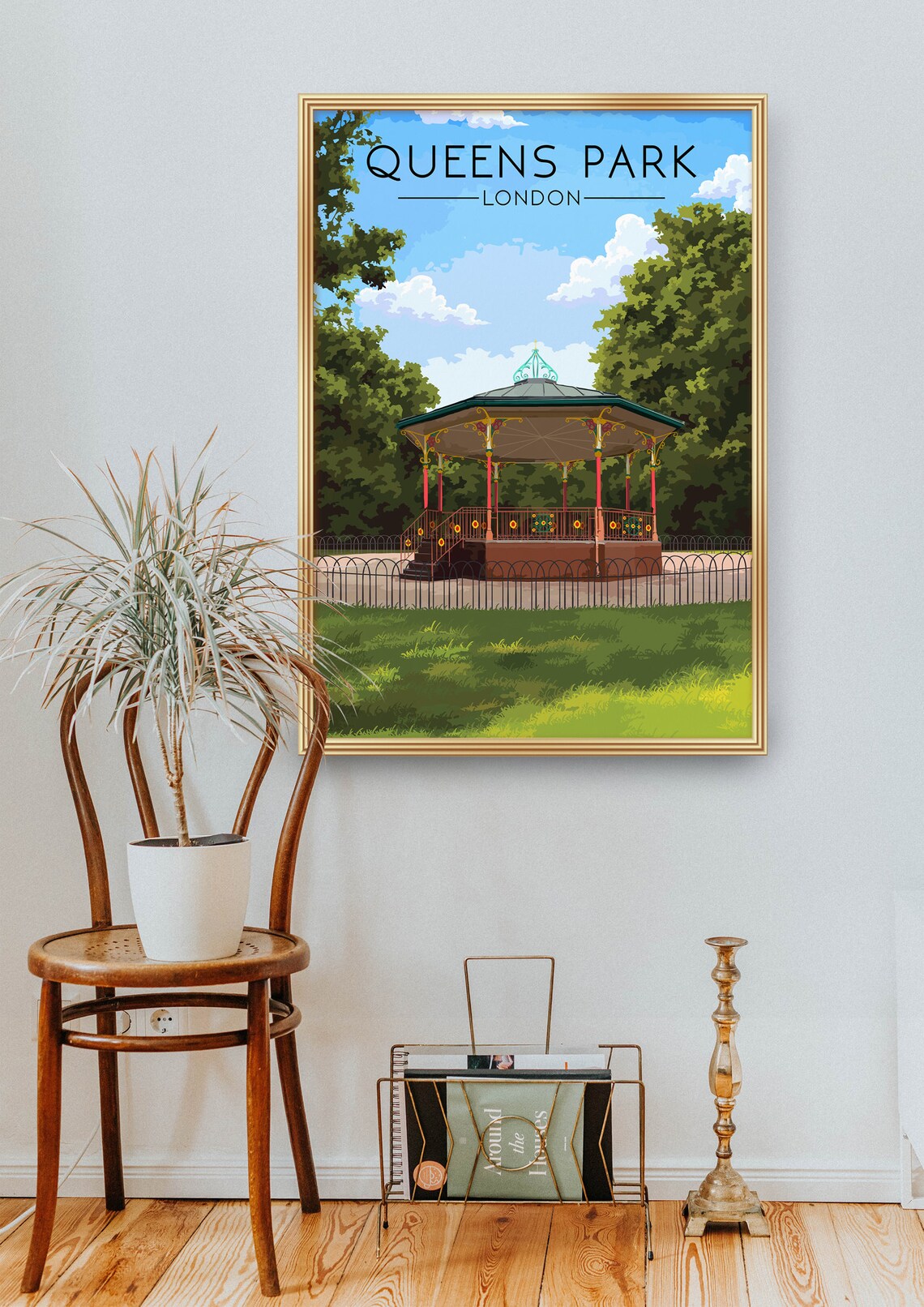 Queens Park London Retro Travel Poster, Bandstand - Image 2