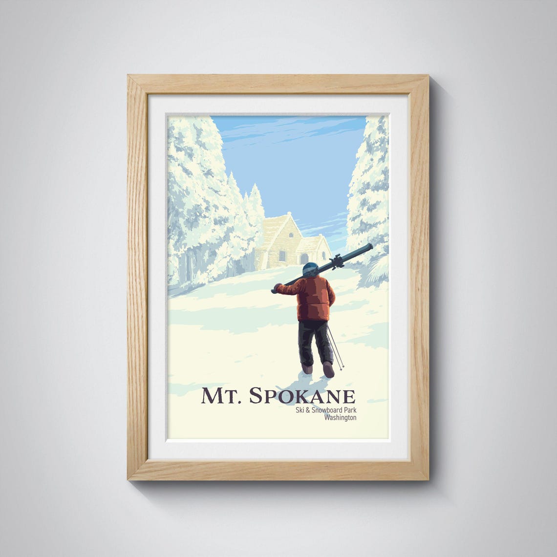 Mt Spokane Washington Ski And Snowboard Park Vintage Travel Poster - Image 3