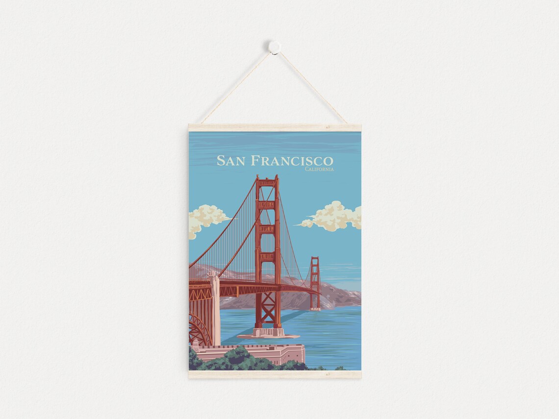 San Francisco Travel Poster Golden Gate Bridge Usa Golden Gate Park Route 101 Americana National Park Poster Bay Area California - Image 4