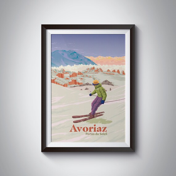 Avoriaz Ski Resort Vintage Retro Travel Poster