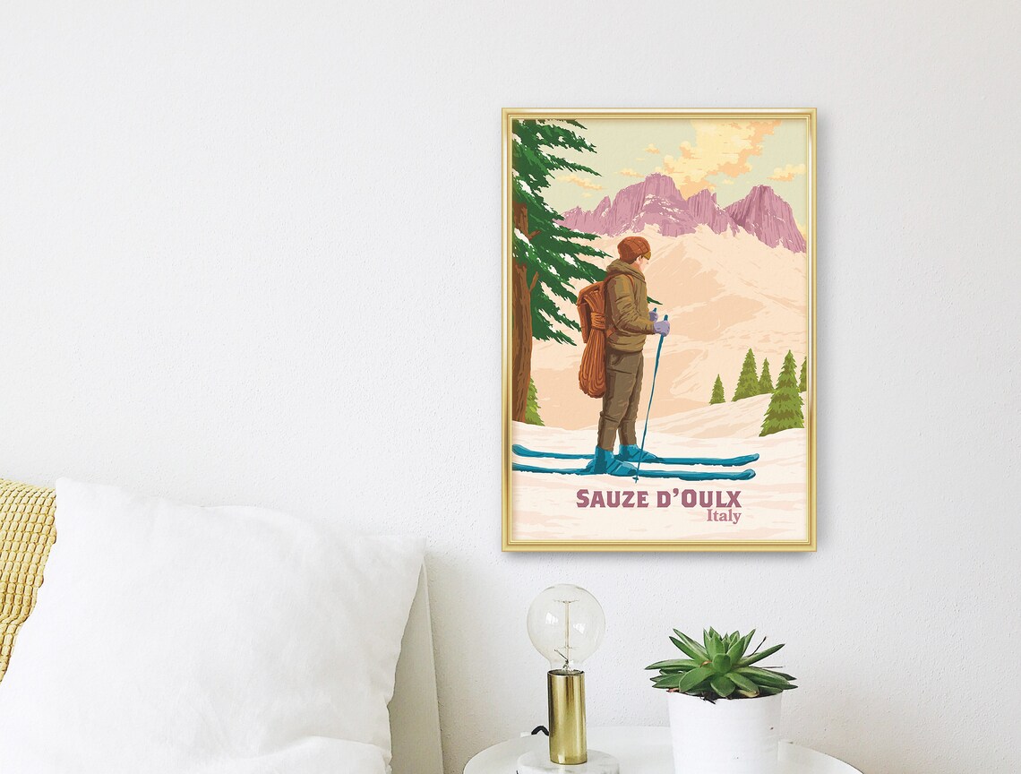 Sauze Doulx Vintage Ski Resort Travel Poster - Image 3