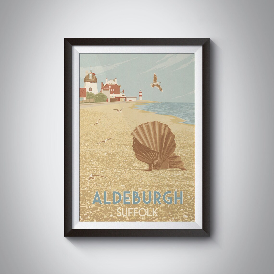 Aldeburgh Suffolk Travel Poster, Retro Vintage Seaside