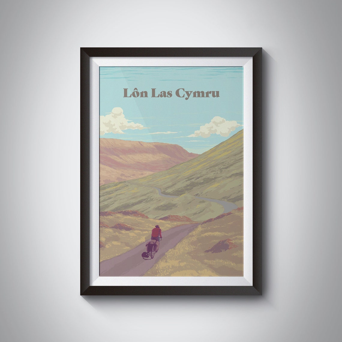 Lôn Las Cymru Wales Mountain Road Cycling Adventure Travel Poster
