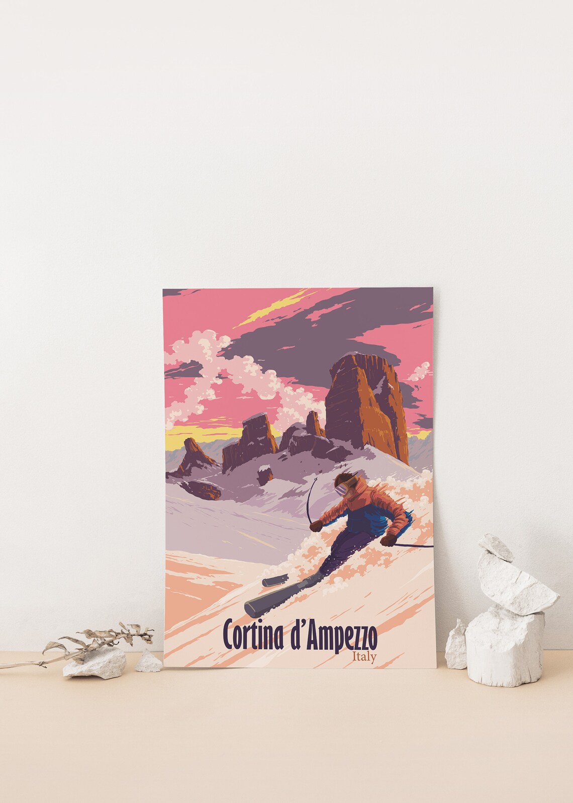 Cortina d'Ampezzo Vintage Travel Poster, Dolomites - Image 4