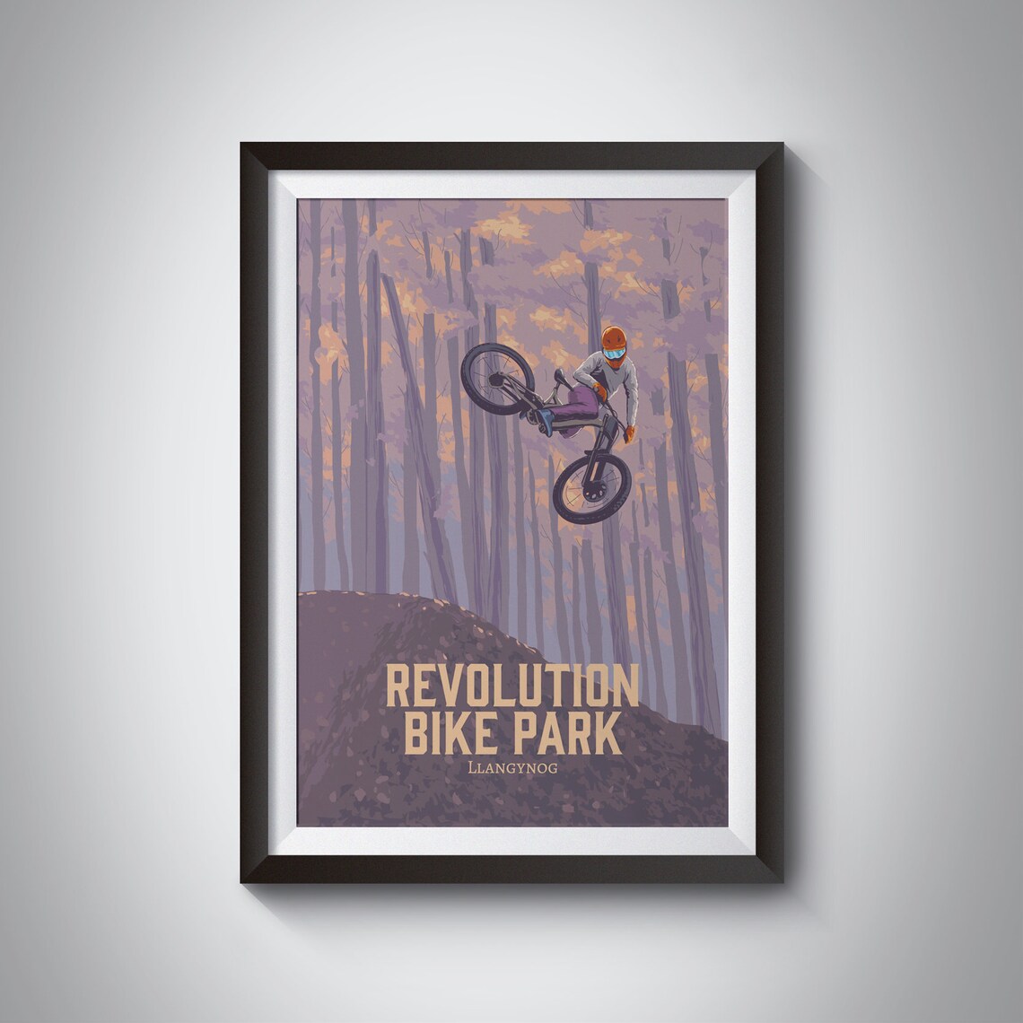 Revolution Bike Park Llangynog Wales MTB Jump Forest Air Poster