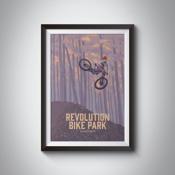 Revolution Bike Park Llangynog Wales MTB Jump Forest Air Poster