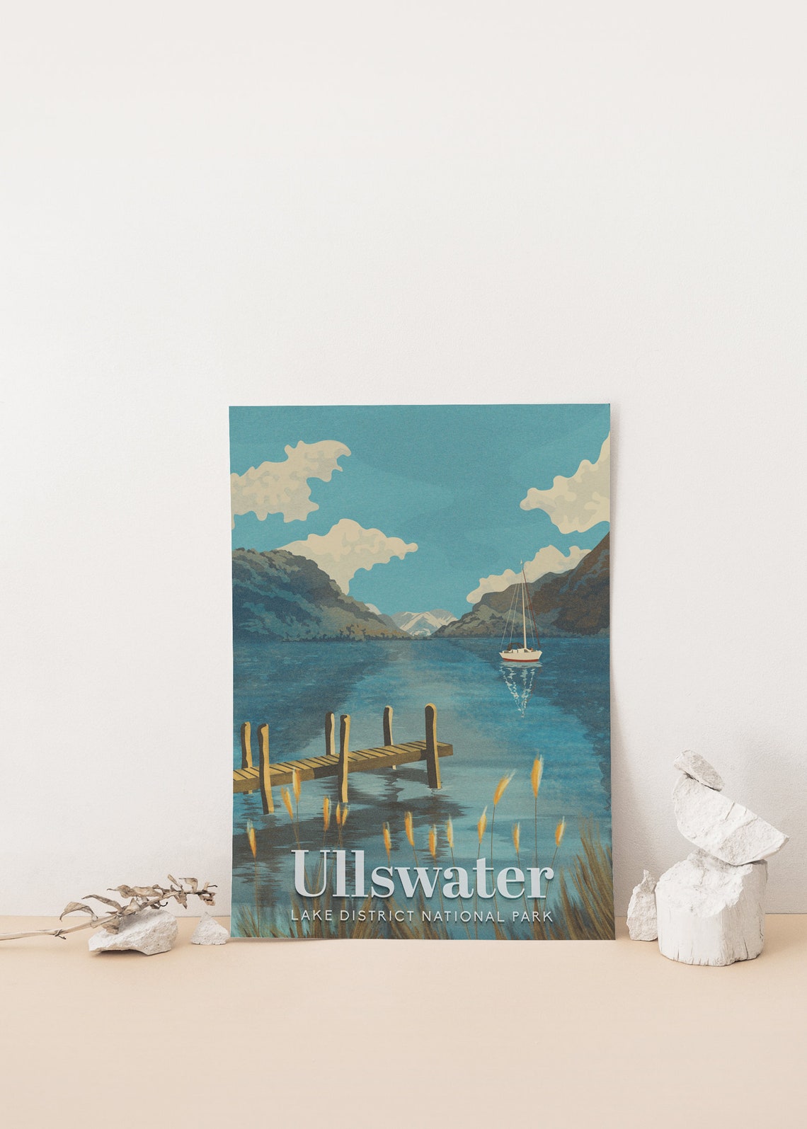 Ullswater Lake District National Park Jetty Sailboat View Poster - Image 4