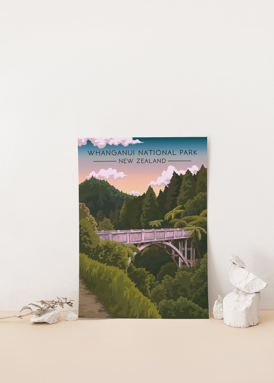 Whanganui National Park New Zealand Bridge to Nowhere Poster - Image 4